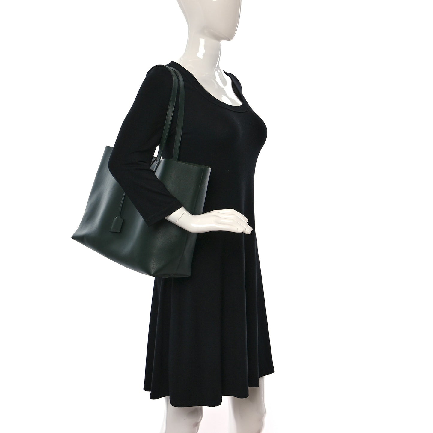 Calfskin Large Shopping Tote Dark Green
