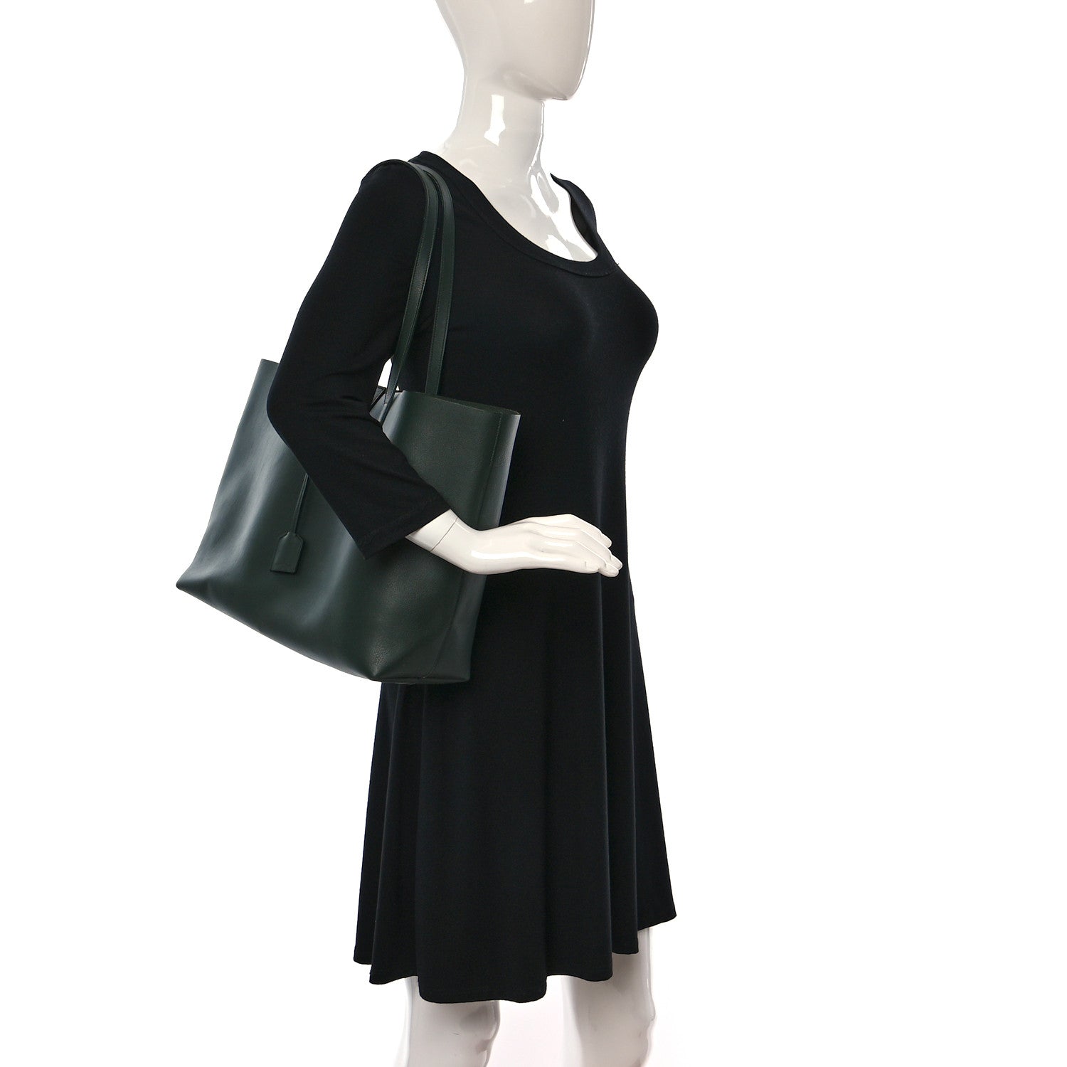 Saint Laurent Calfskin Large Shopping Tote Dark Green 2 of 11