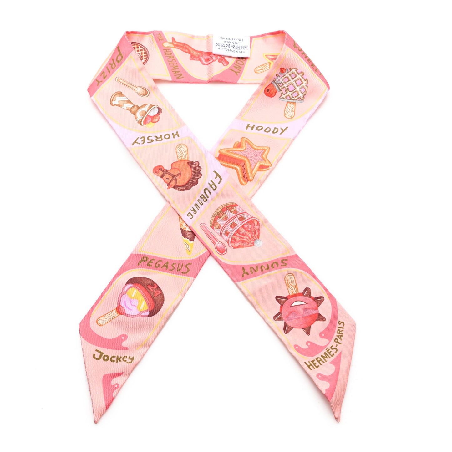 Silk Funny Ice Cream Twilly Rose Poudre Corail