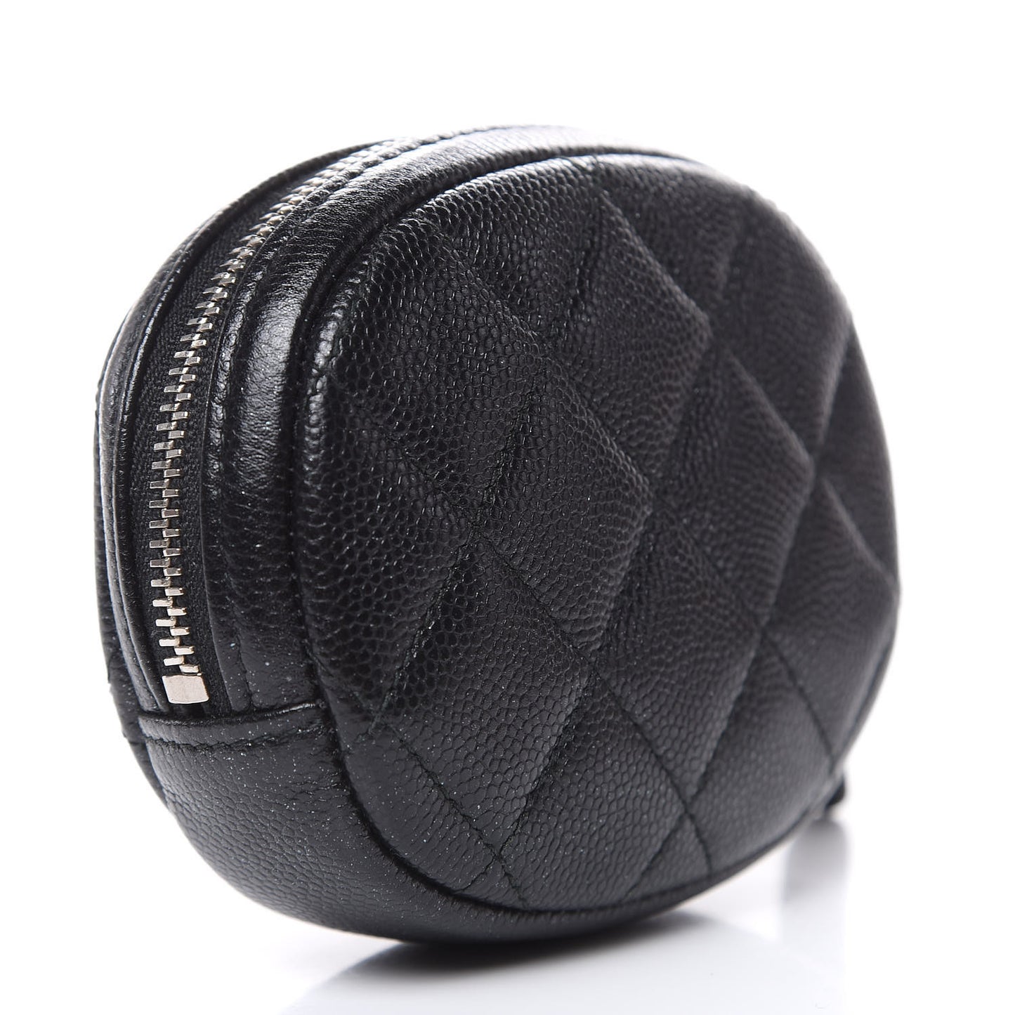 Iridescent Caviar Quilted Zip Around Classic Coin Purse Black