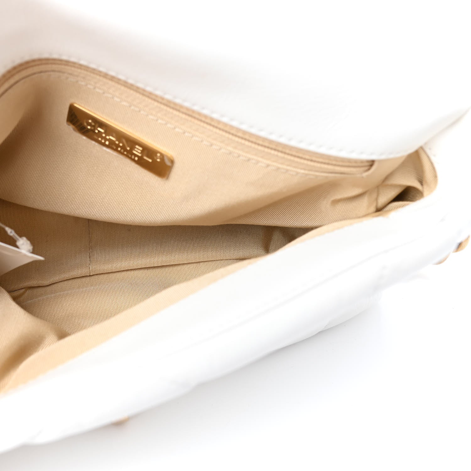 Chanel Shiny Goatskin Quilted Medium Chanel 19 Flap White 5 of 11