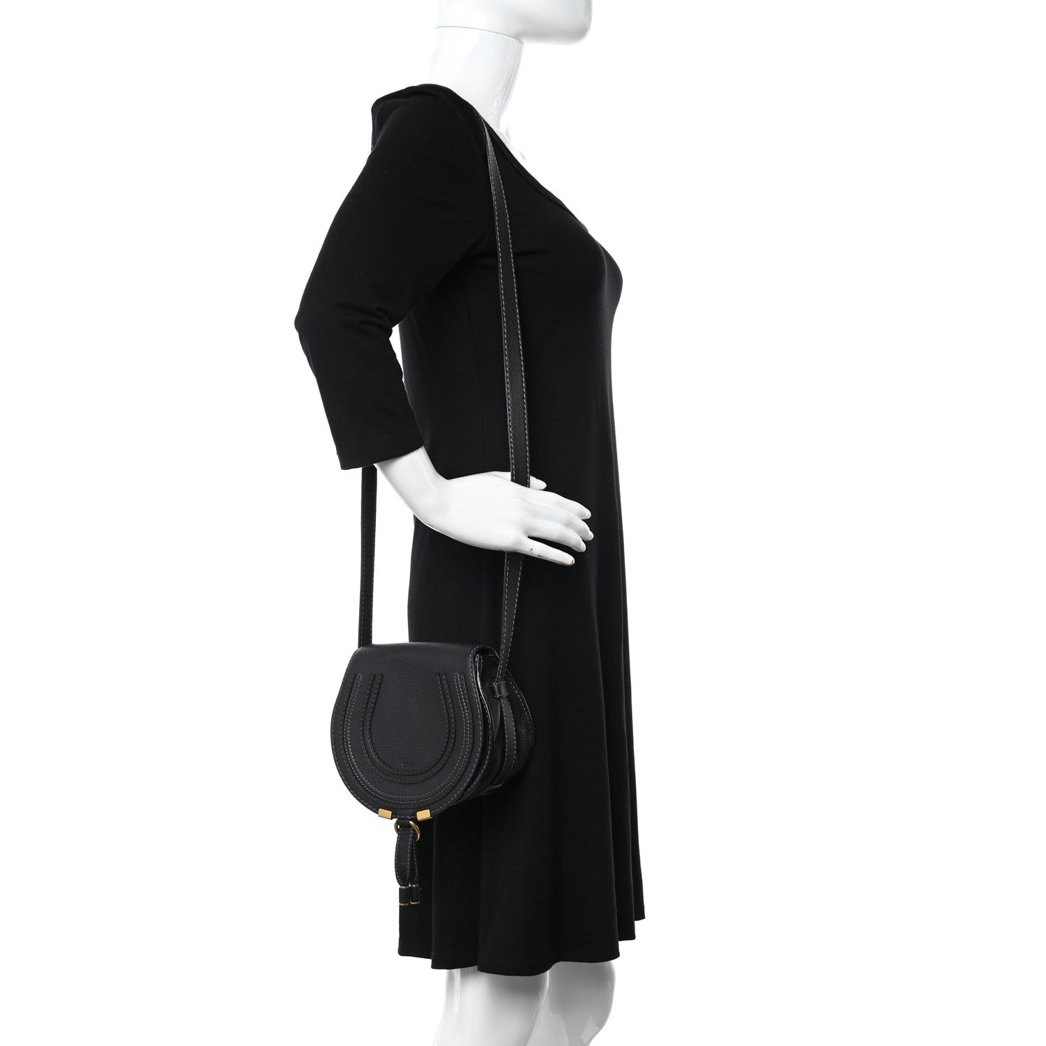 Chloe Calfskin Mini Marcie Round Crossbody Bag Black 2 of 11