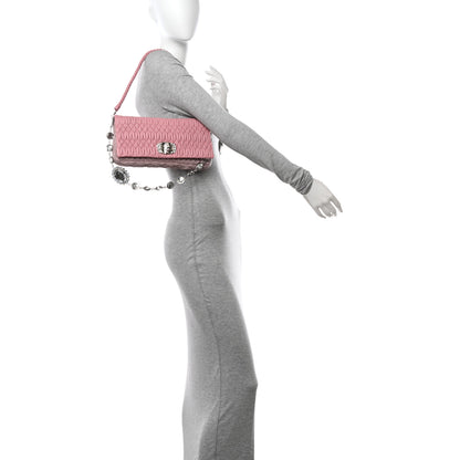 Miu Miu Nappa Matelasse Bi-Color Crystal Flap Clutch Rosa Mughetto 2 of 10
