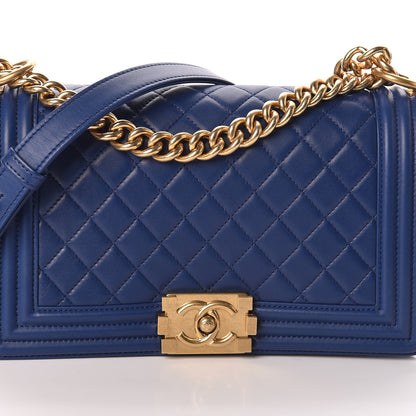 Chanel Lambskin Quilted Medium Boy Flap Dark Blue 10 of 13