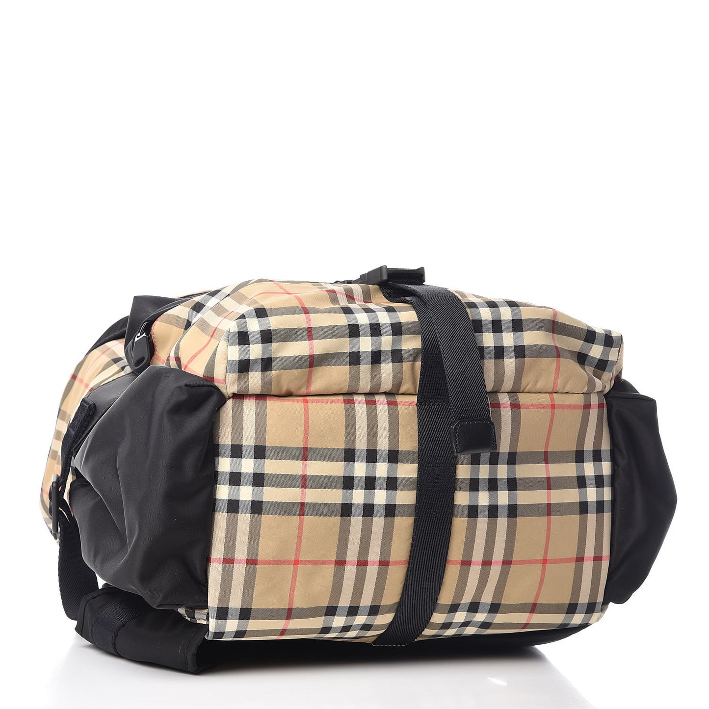 Nylon Vintage Check Logo Print Backpack Black Archive Beige