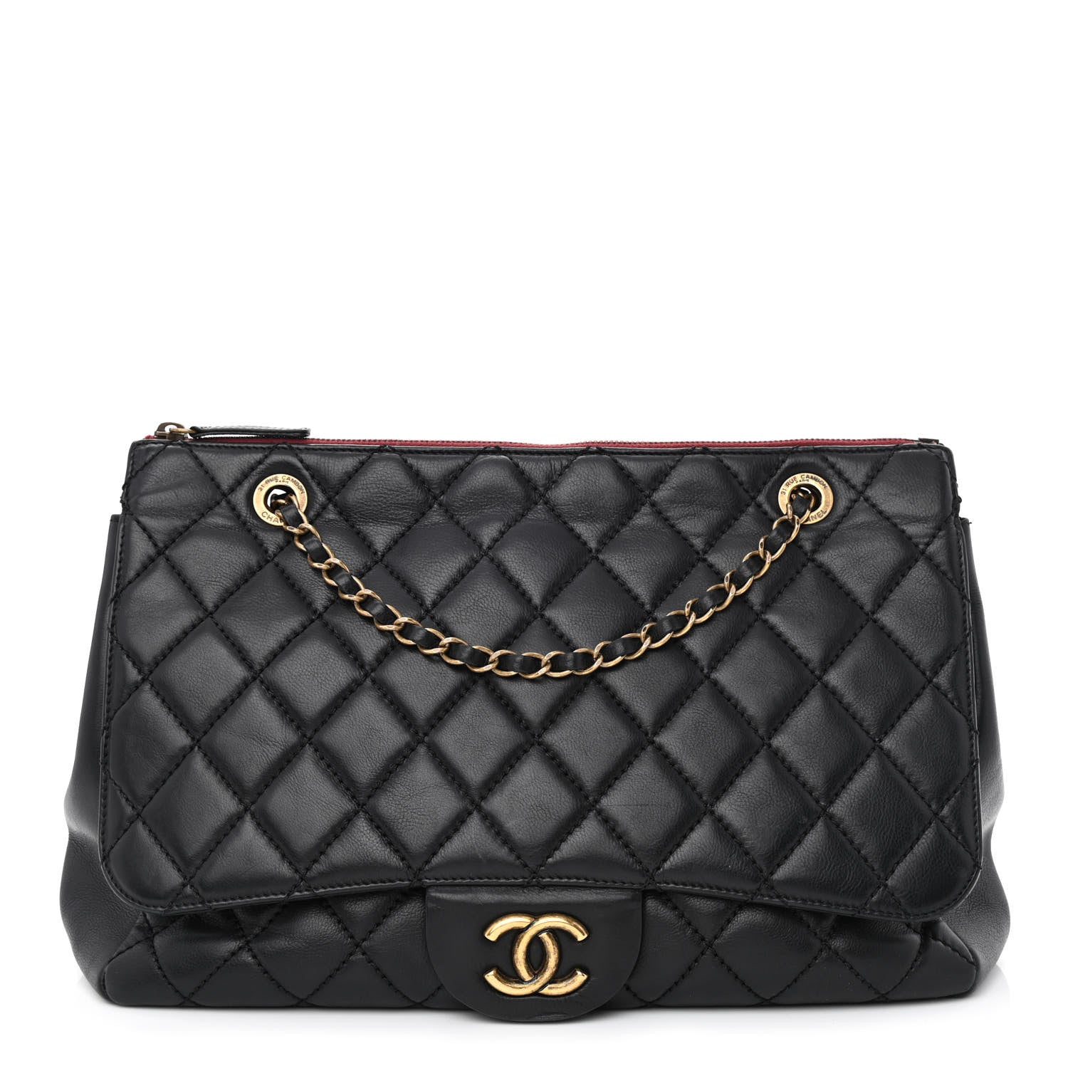 Chanel Calfskin Quilted Maxi Blizzard Zip Top Flap Black 1 of 11