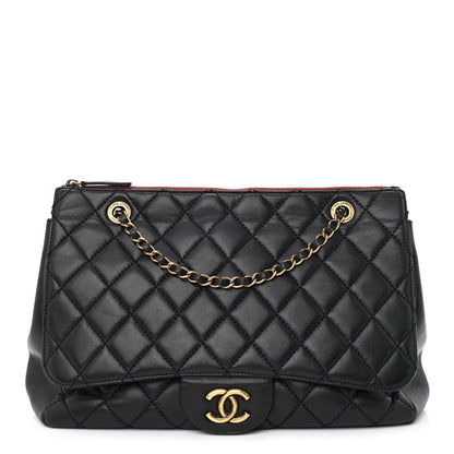 Chanel Calfskin Quilted Maxi Blizzard Zip Top Flap Black 1 of 11