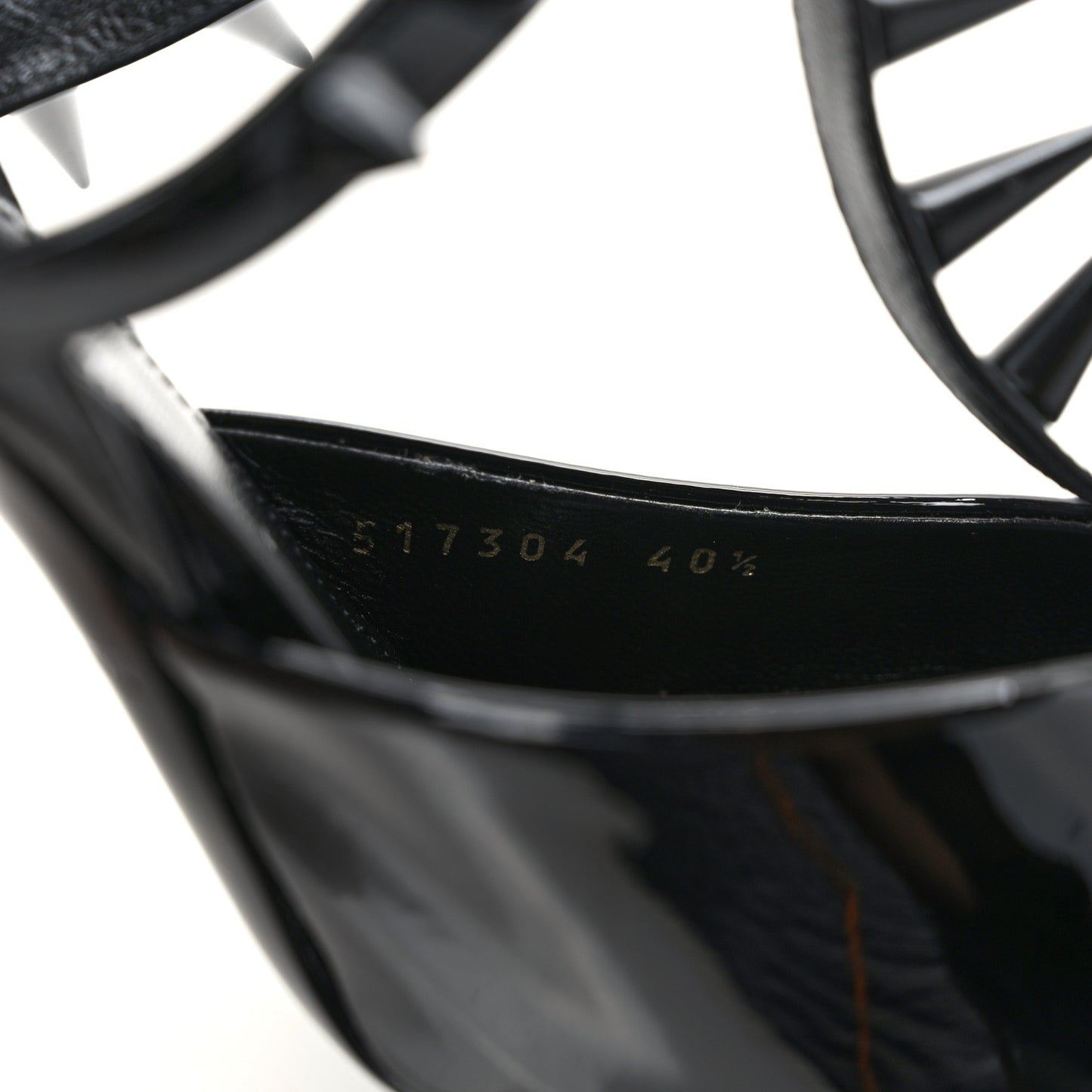 Glossy Calfskin Spiked Pumps 40.5 Black