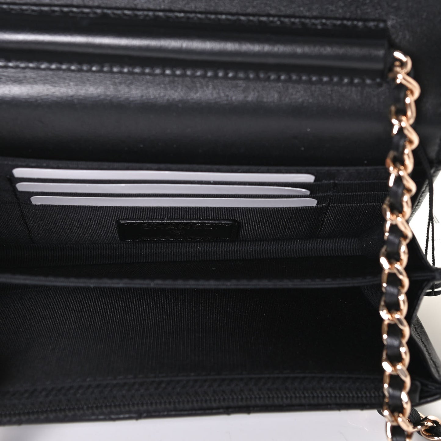 Lambskin Quilted Mini Camellia Bow Wallet On Chain WOC Black