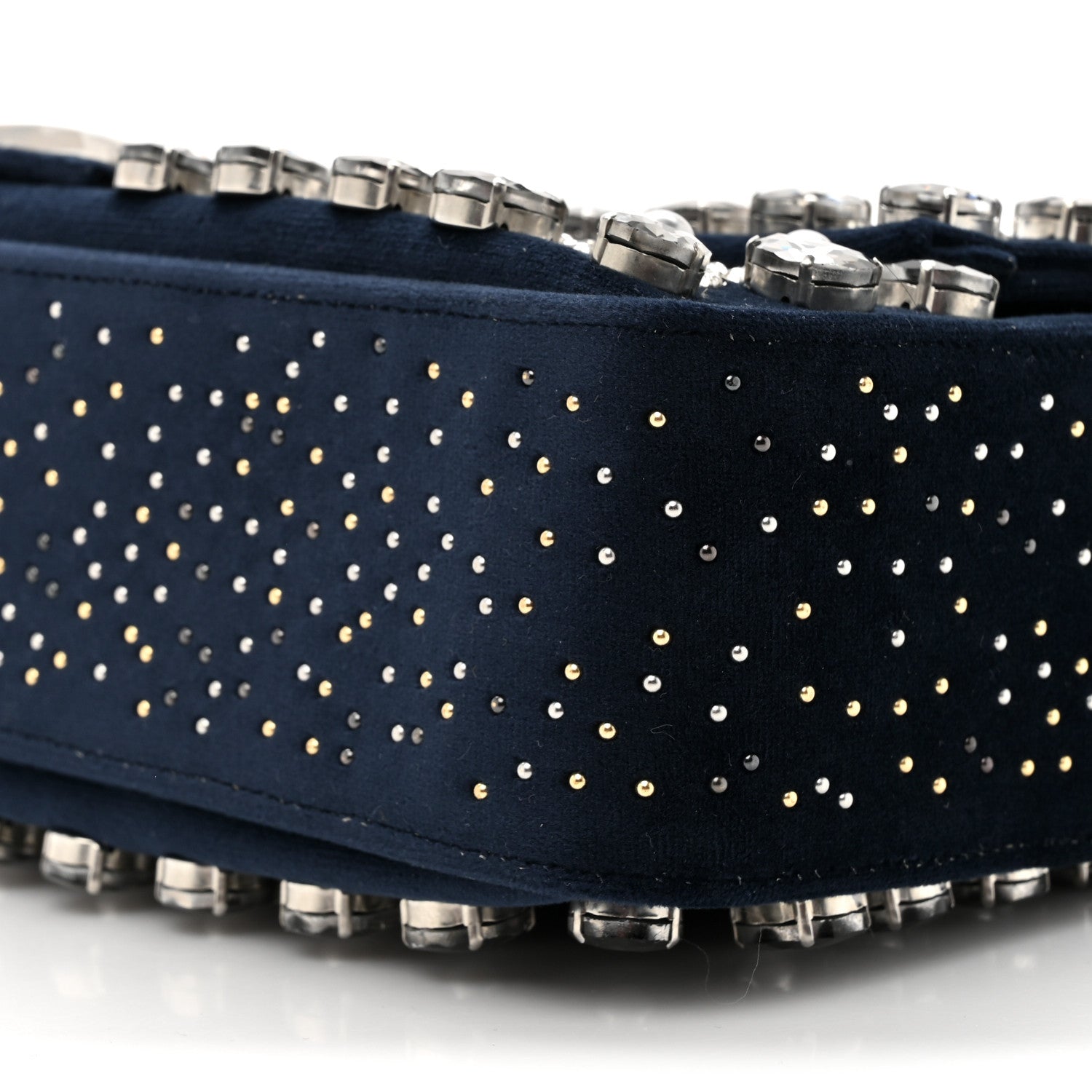 Fendi Velvet Crystal Embellished Baguette Midnight 9 of 10