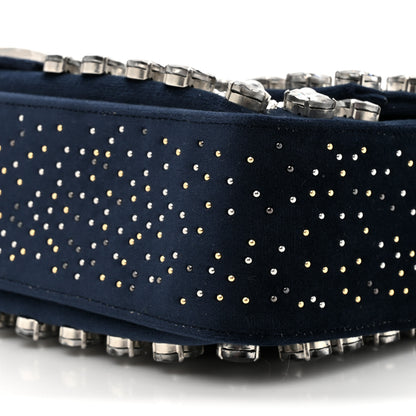 Fendi Velvet Crystal Embellished Baguette Midnight 9 of 10