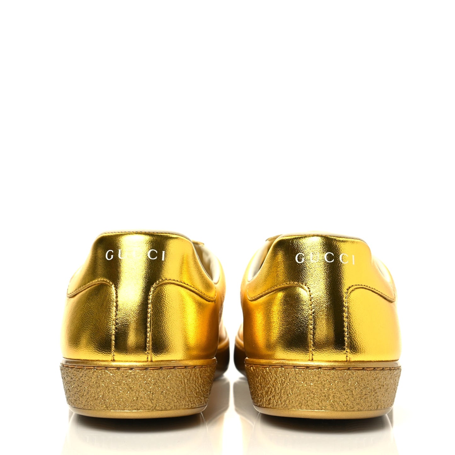 Metallic Nappa Interlocking G Perforated Mens Ace Sneakers 9 Oro Vecchio