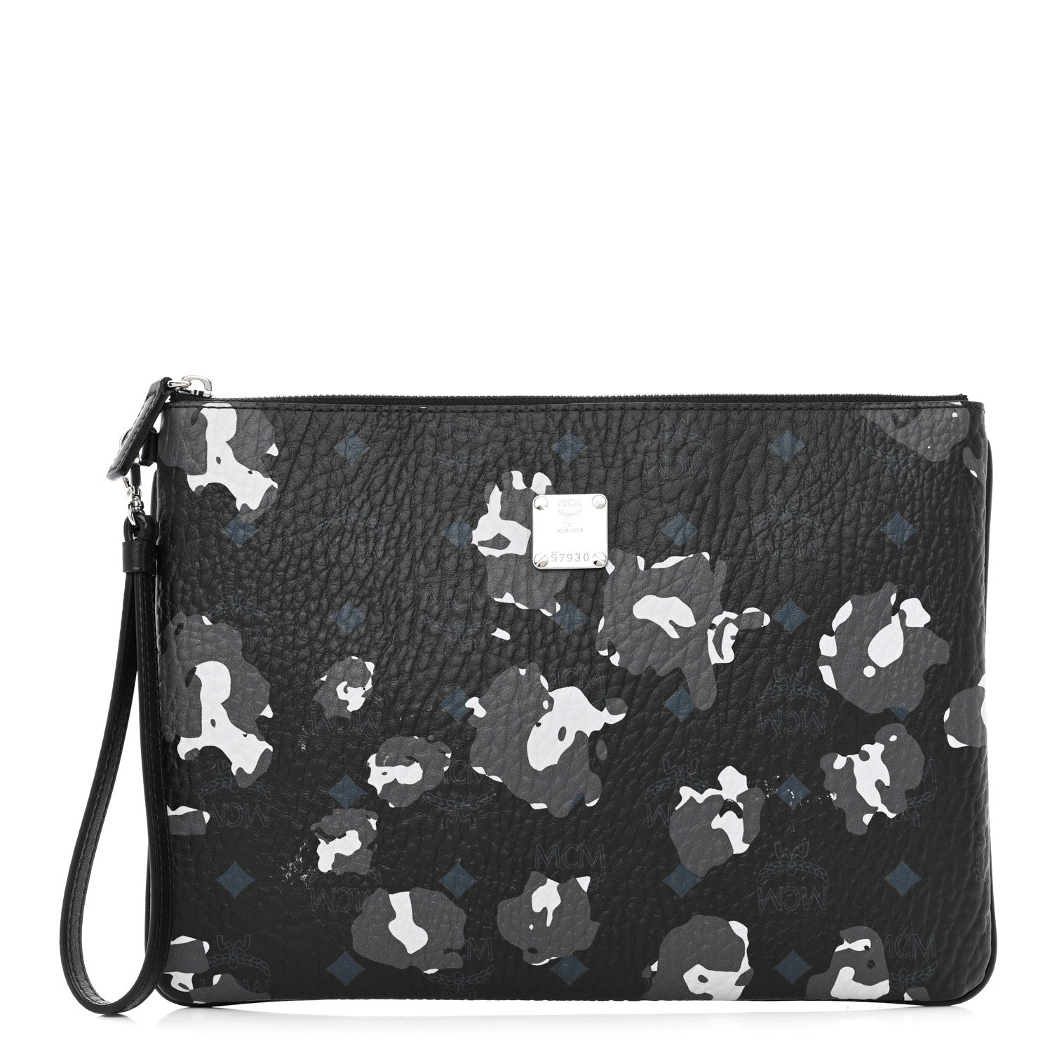 MCM Visetos Floral Leopard Wristlet Zip Pouch Black 1 of 6