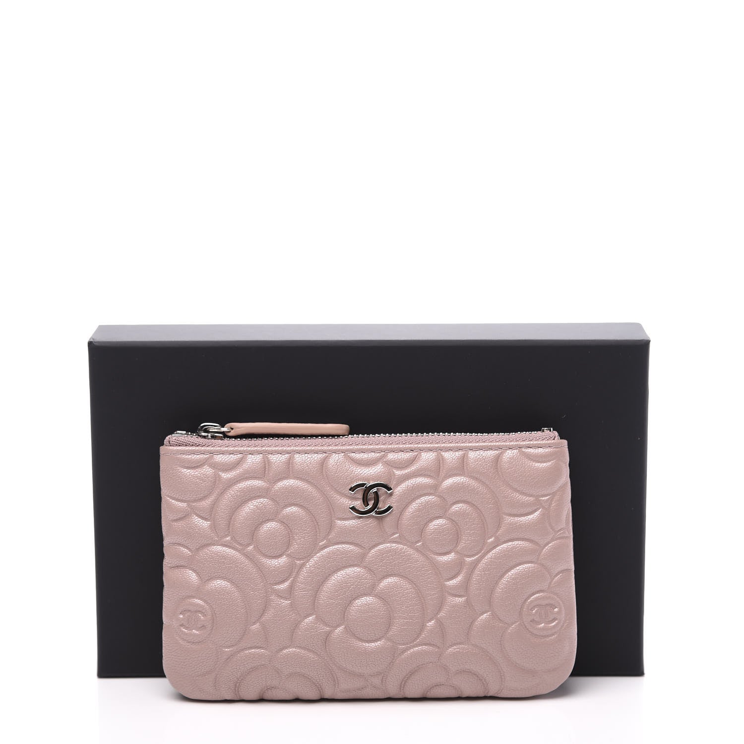 Chanel Goatskin Camellia Embossed Cosmetic Pouch Light Pink 9 of 9