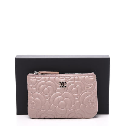 Chanel Goatskin Camellia Embossed Cosmetic Pouch Light Pink 9 of 9