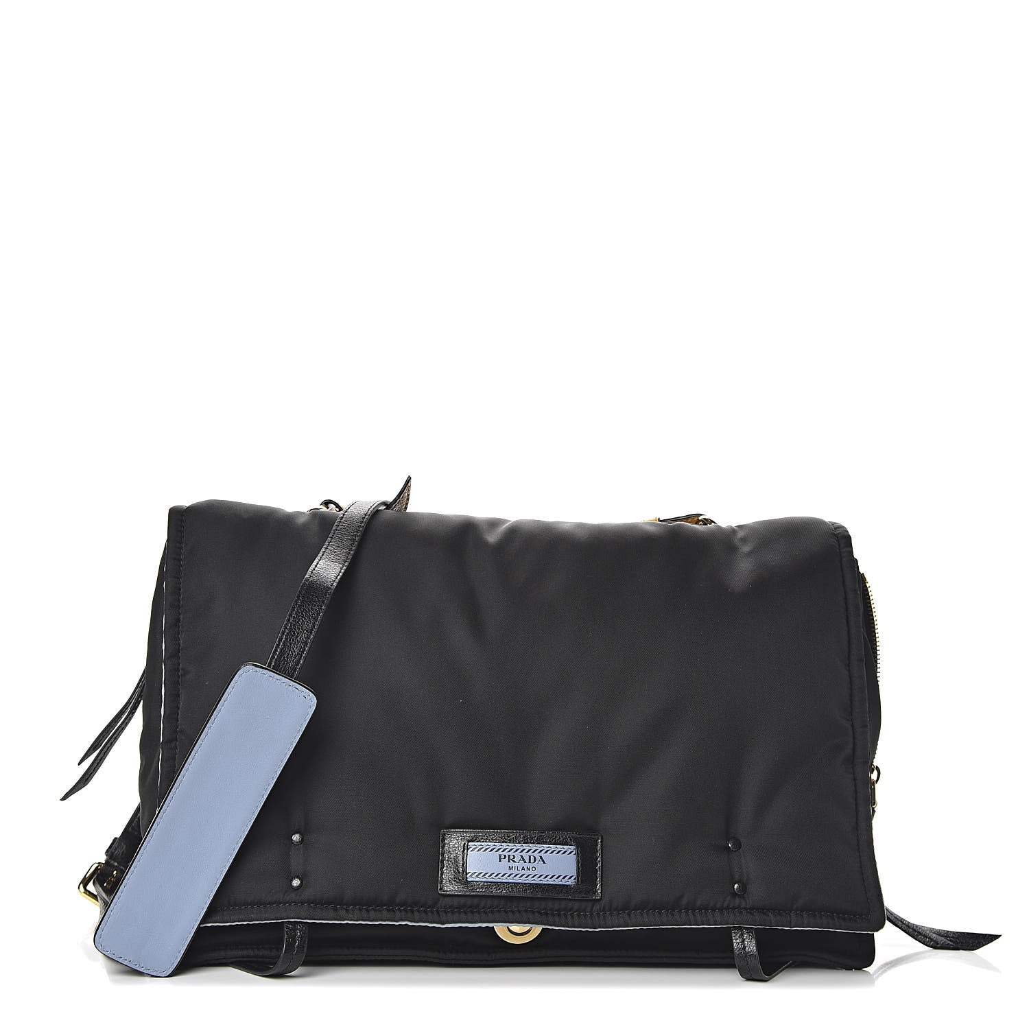 Prada Tessuto Nylon Etiquette Flap Black Soleil 1 of 11