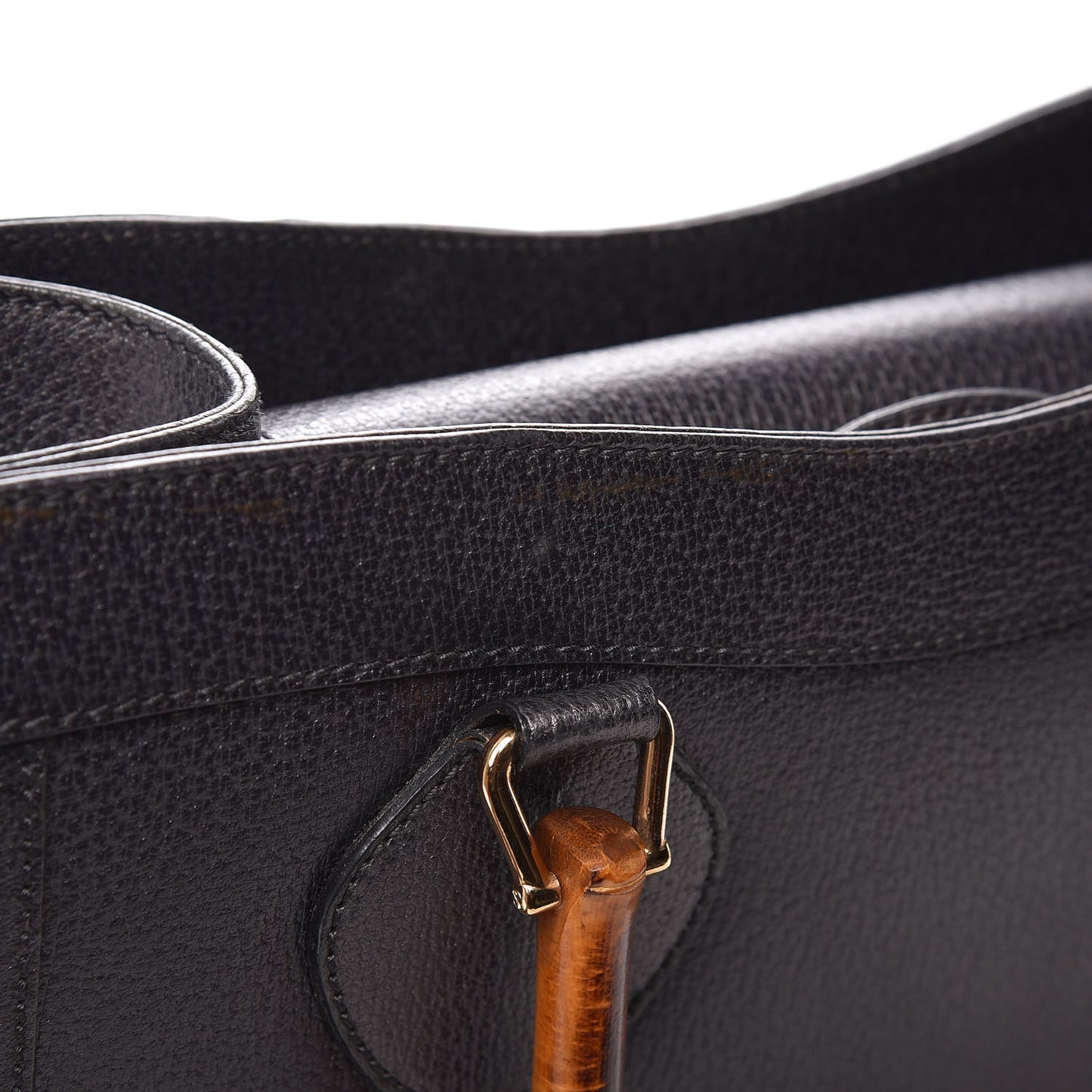 Calfskin Bamboo Top Handle Tote Dark Grey