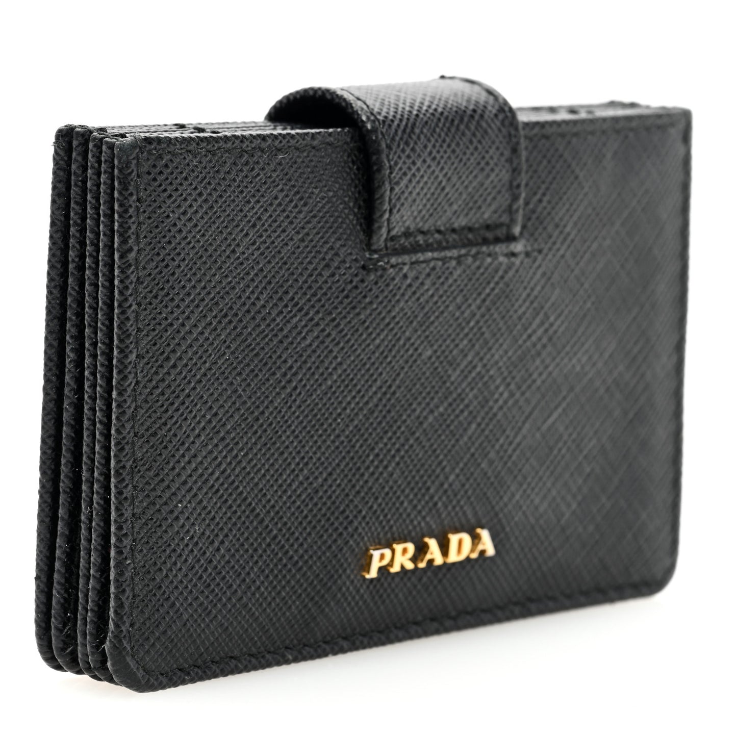 Saffiano Metal Gusseted Card Holder Black