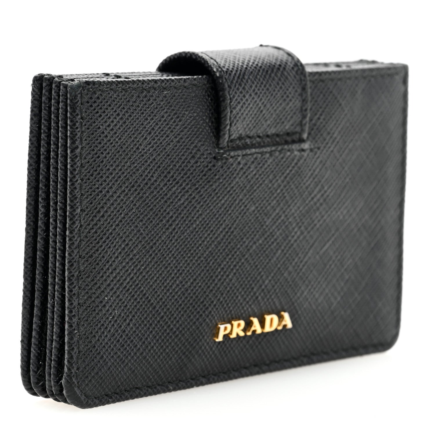 Prada Saffiano Metal Gusseted Card Holder Black 3 of 6