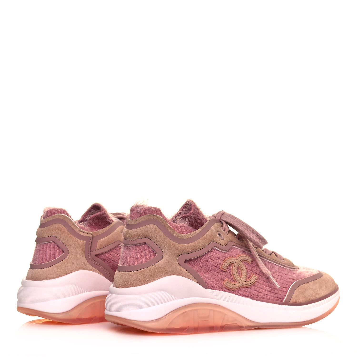 Chanel Suede Calfskin Stretch Fabric CC Sneakers 37 Pink 4 of 8