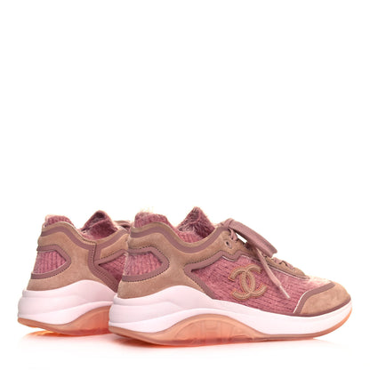 Chanel Suede Calfskin Stretch Fabric CC Sneakers 37 Pink 4 of 8