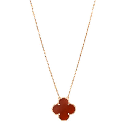 Van Cleef & Arpels 18K Rose Gold Carnelian Magic Alhambra Pendant Necklace 1 of 7