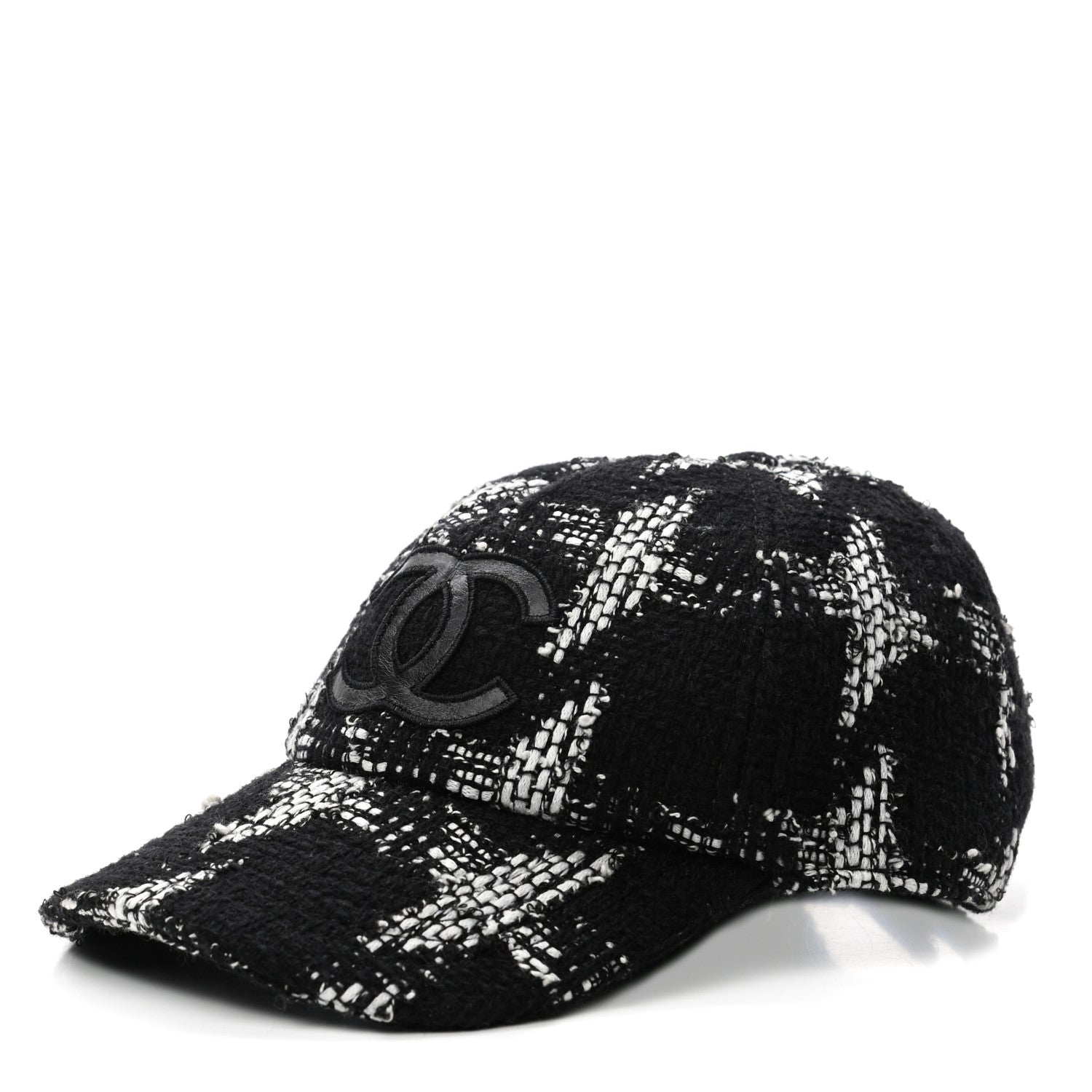 Chanel Tweed Cap Hat M Black White 1 of 8
