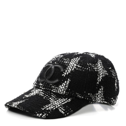 Chanel Tweed Cap Hat M Black White 1 of 8
