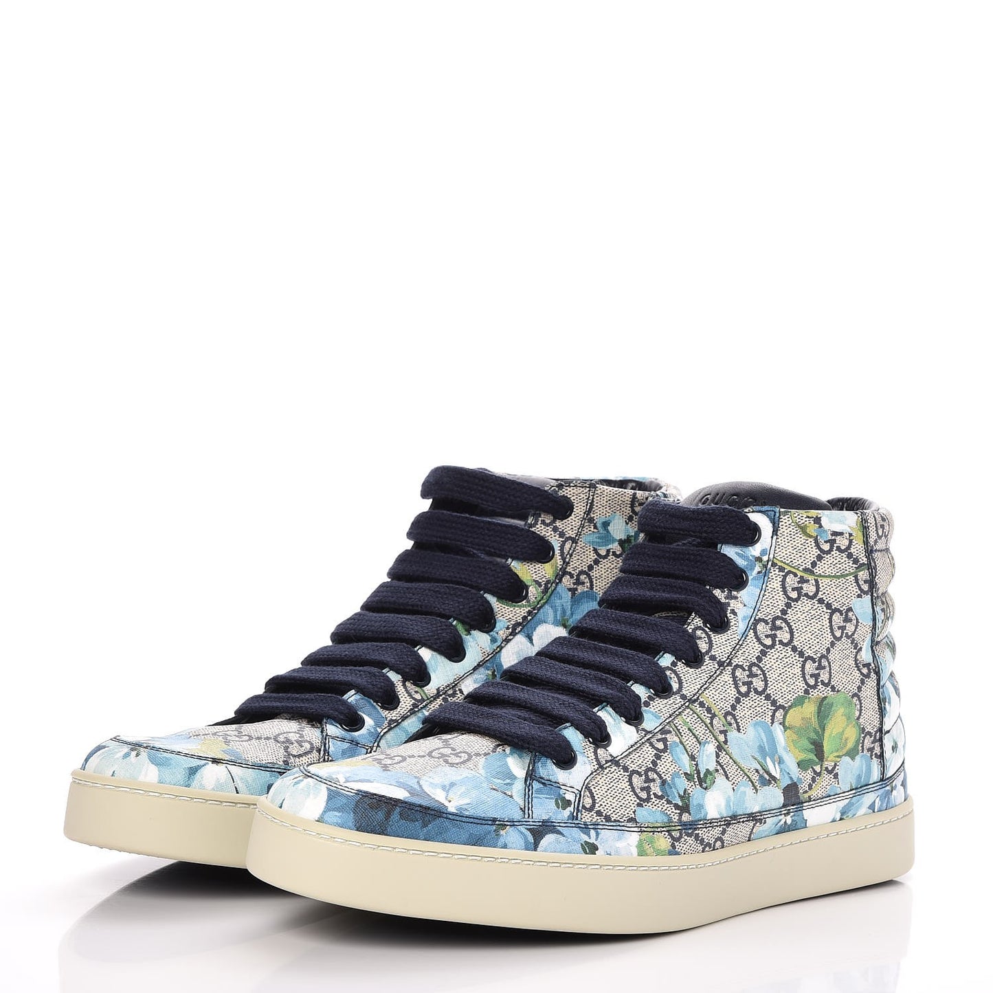 GG Supreme Monogram Blooms Mens High Top Sneakers 9.5 Beige Blue