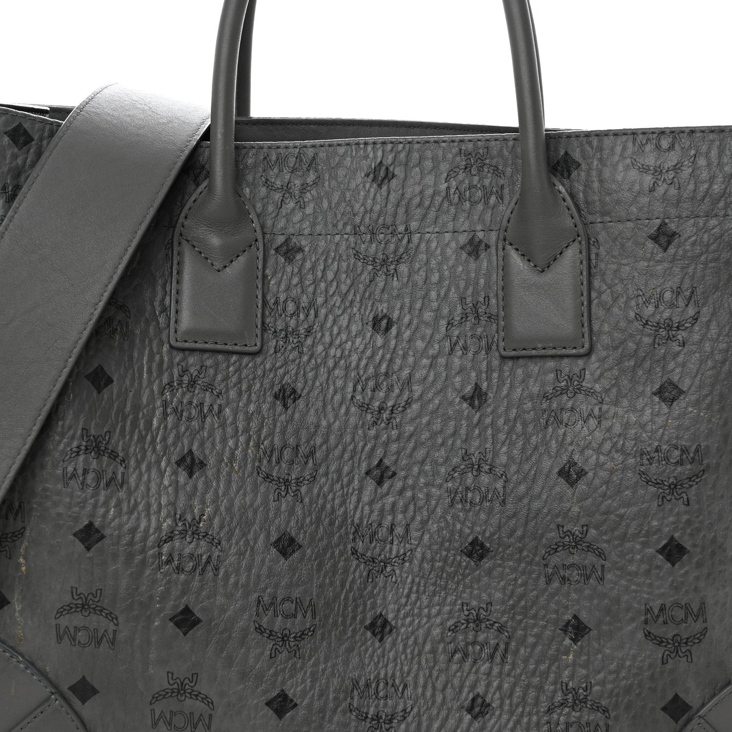 MCM Visetos Large Munchen Tote Grey 8 of 12