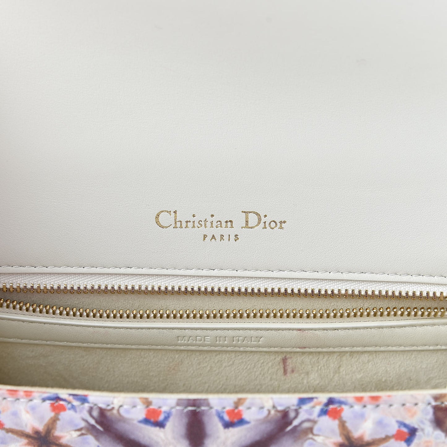 Calfskin Printed Small KaleiDiorscopic Diorama Flap Bag Latte Multicolor