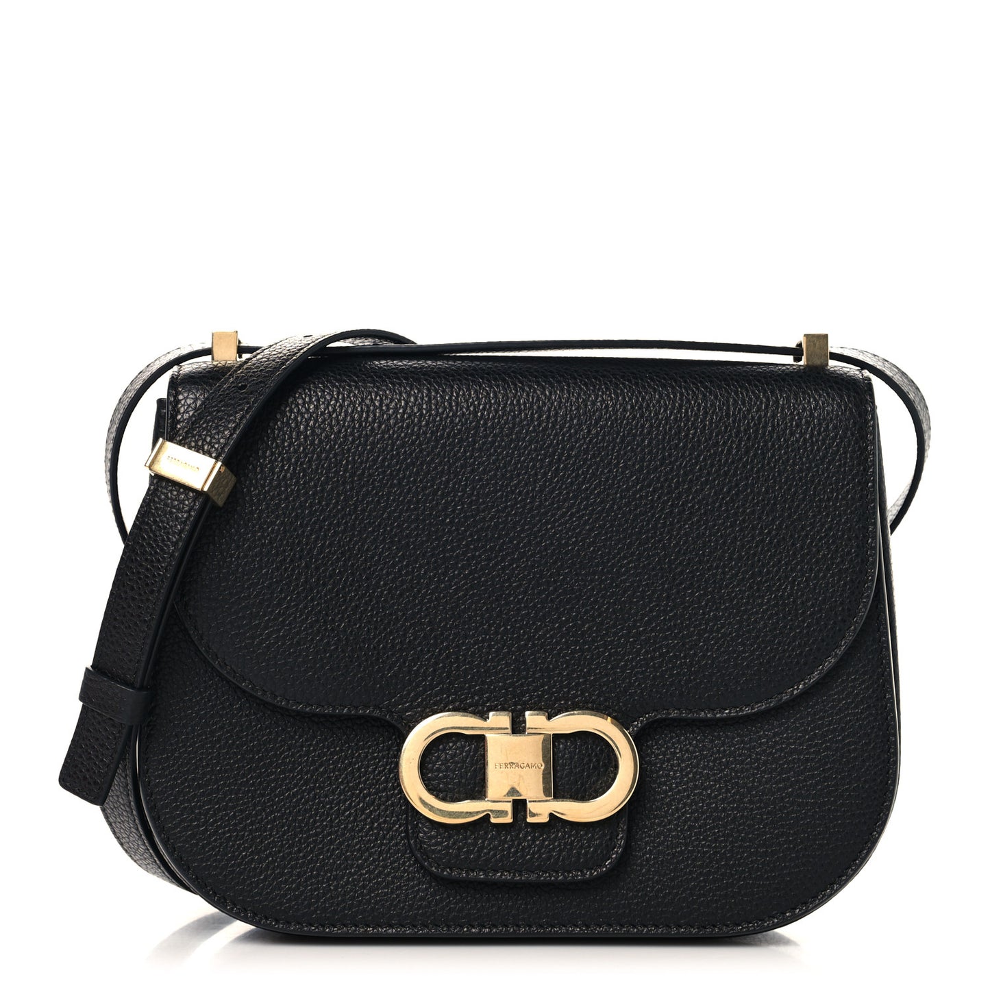 Calfskin Double Gancini Crossbody Black