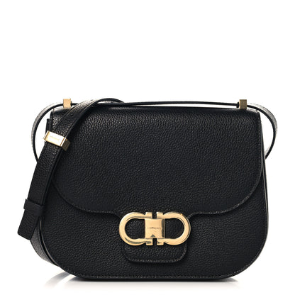 Salvatore Ferragamo Calfskin Double Gancini Crossbody Black 1 of 10