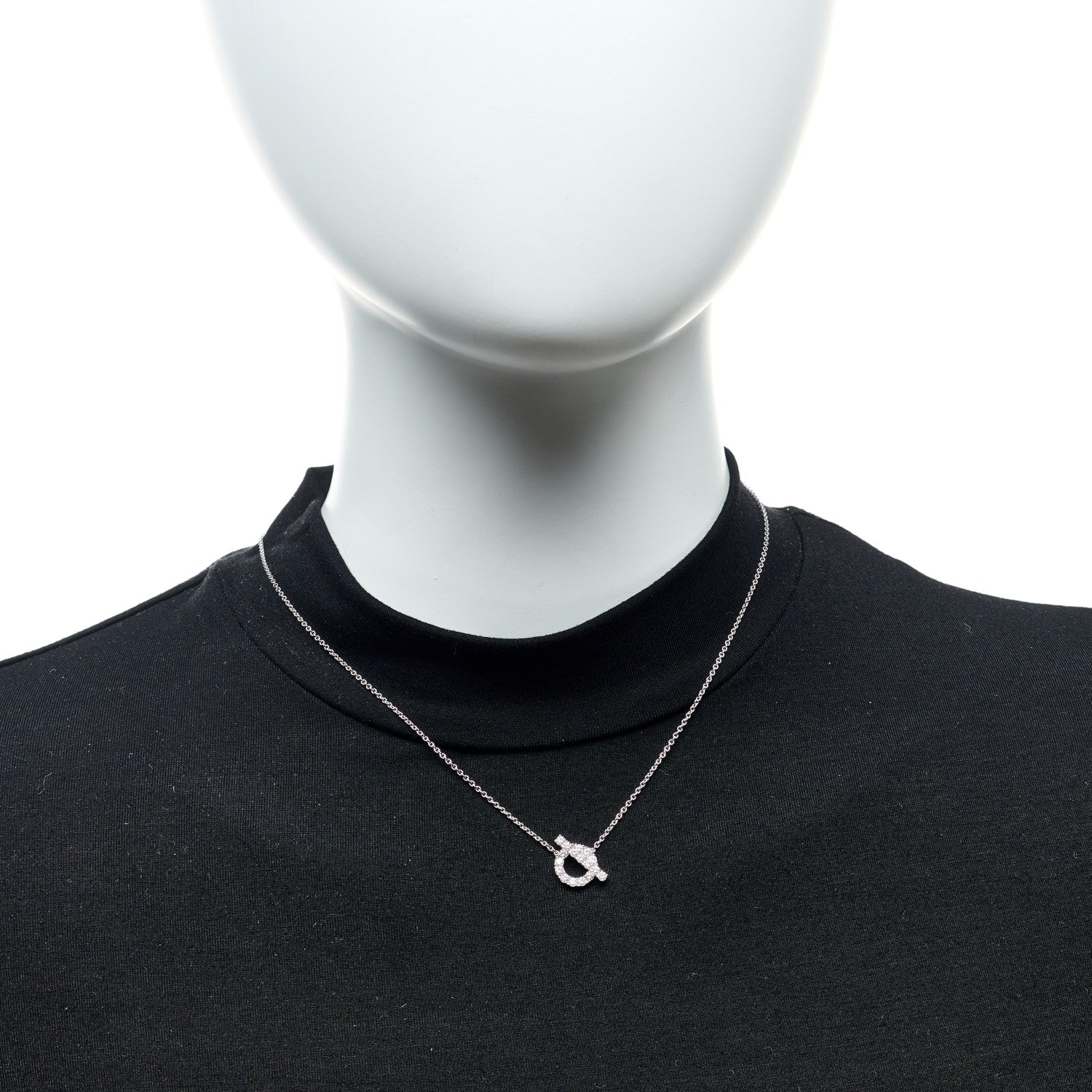 Hermes 18K White Gold Diamond Finesse Pendant Necklace 2 of 6