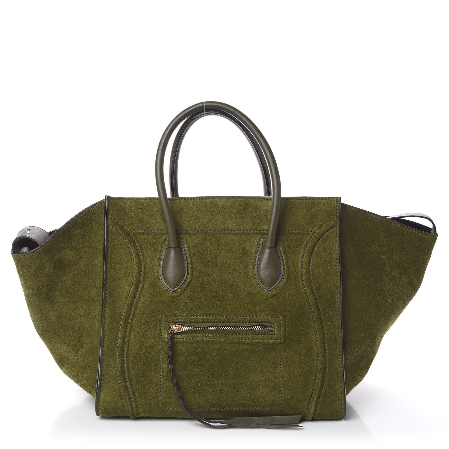 Celine Suede Medium Phantom Luggage Olive 1 of 15