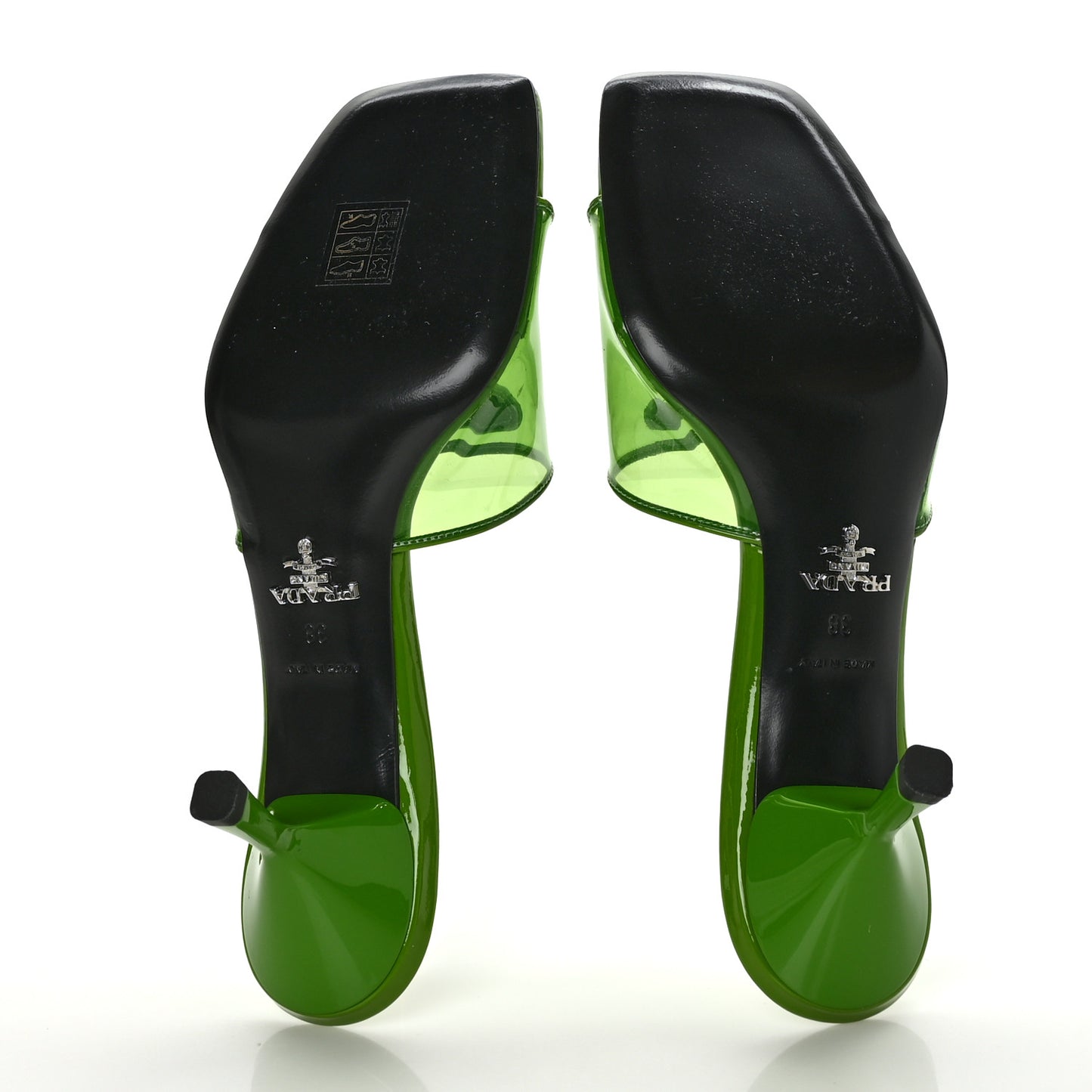 Plexiglass Vernice Metal Triangle Logo 65mm Slide Sandals 38 Mela