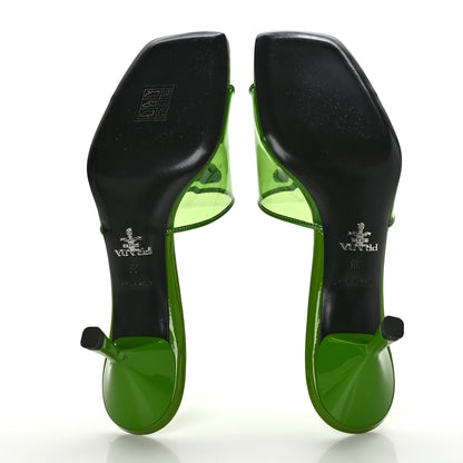 Prada Plexiglass Vernice Metal Triangle Logo 65mm Slide Sandals 38 Mela 5 of 7