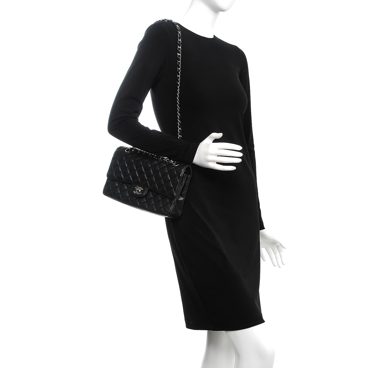 Chanel Caviar Quilted Medium Double Flap Black 2 of 8