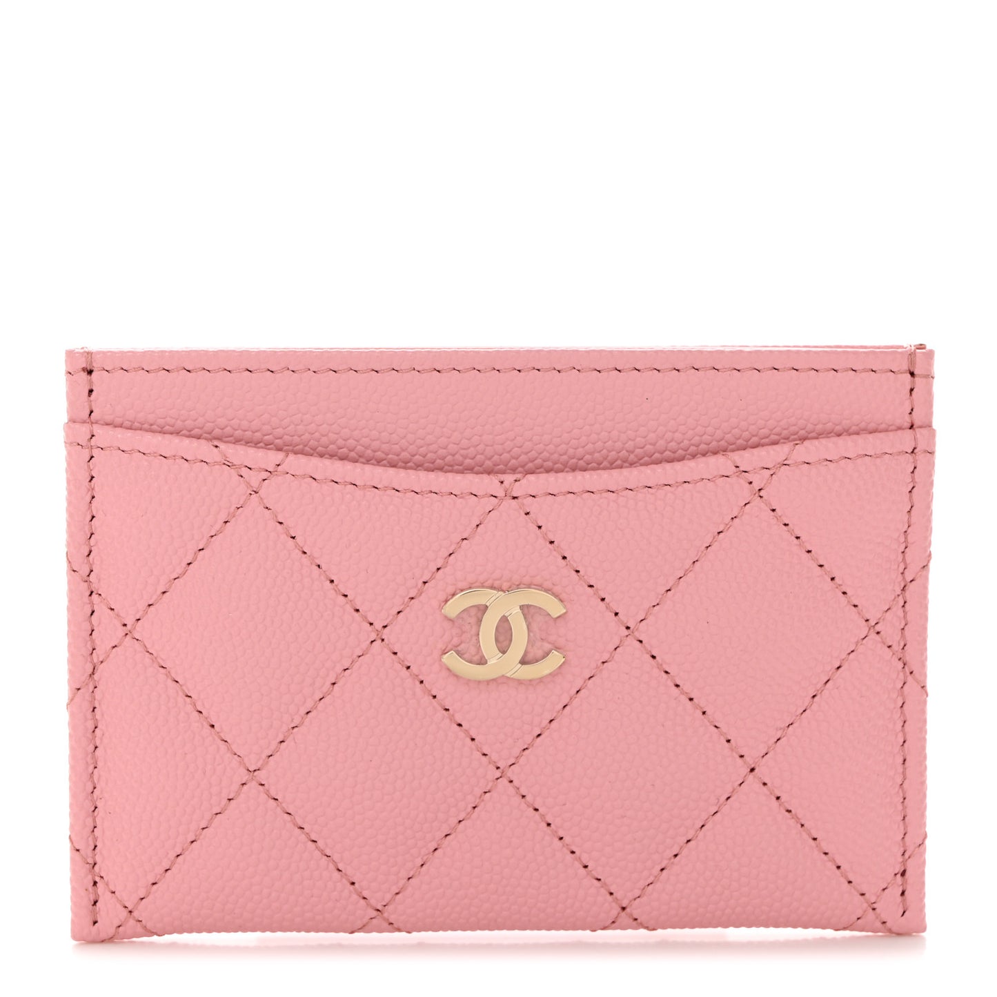 Caviar Quilted Card Holder Light Pink