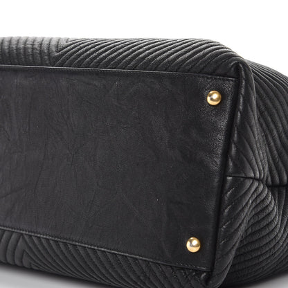 Chanel Wrinkled Lambskin Chevron Quilted Large Surpique Tote Black 9 of 9