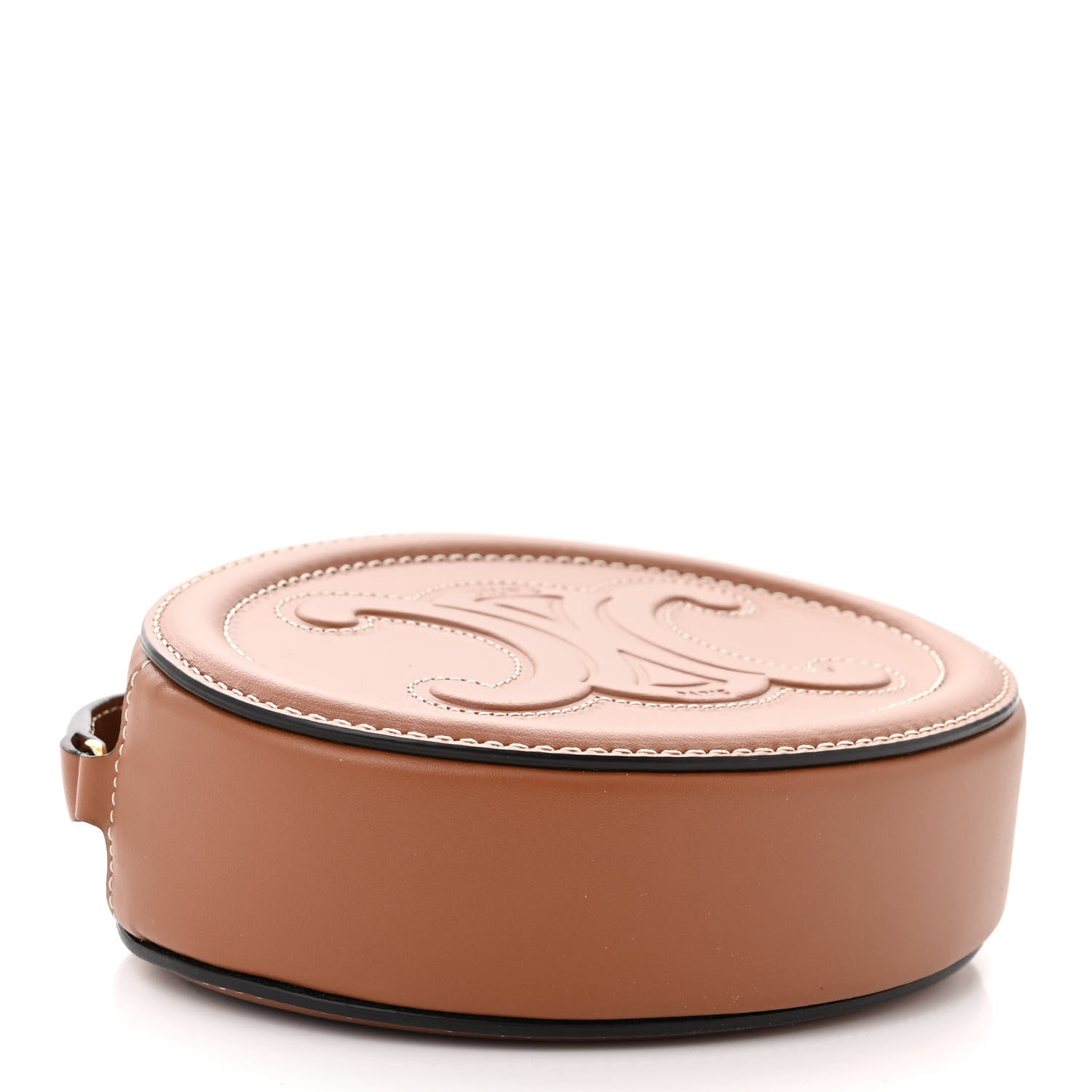 Celine Smooth Calfskin Cuir Small Triomphe Oval Crossbody Purse Tan 4 of 10