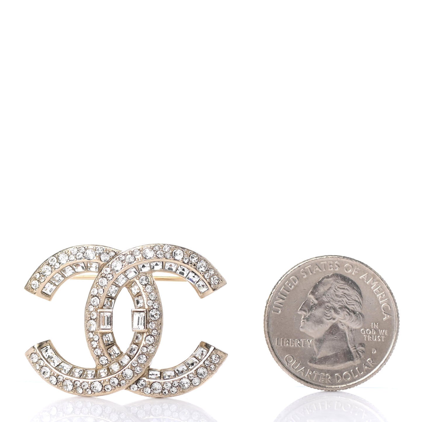 Baguette Crystal CC Brooch Light Gold