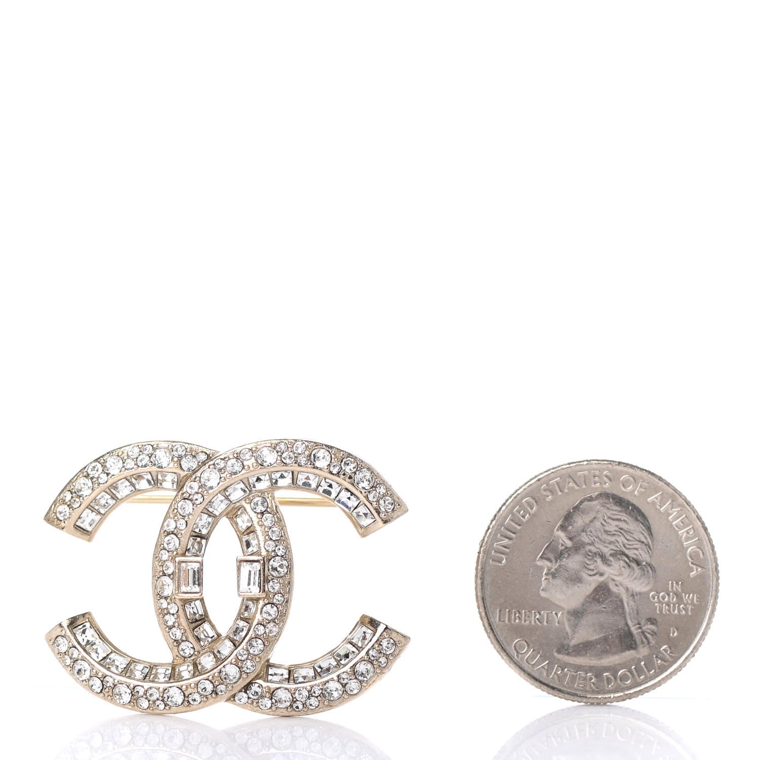Chanel Baguette Crystal CC Brooch Light Gold 2 of 4