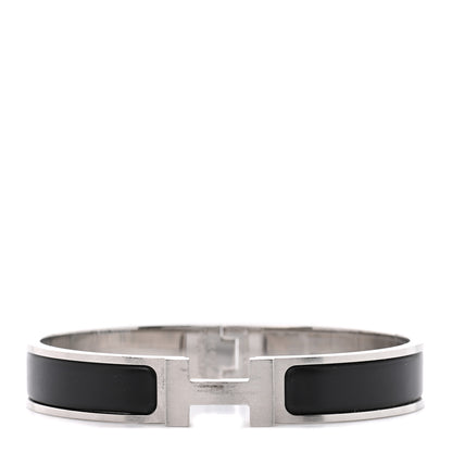 Hermes Matte Enamel Narrow Clic Clac HH Bracelet T6 Black 1 of 6