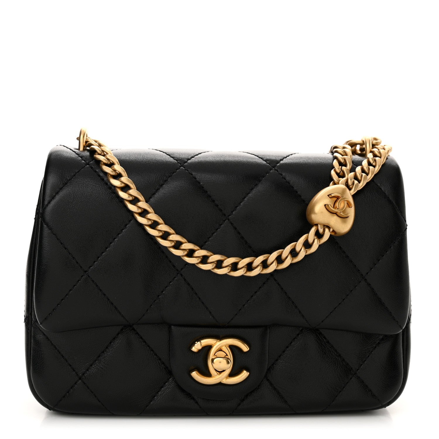 Chanel Shiny Lambskin Quilted Mini Sweetheart Flap Black 1 of 11