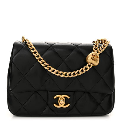 Chanel Shiny Lambskin Quilted Mini Sweetheart Flap Black 1 of 11