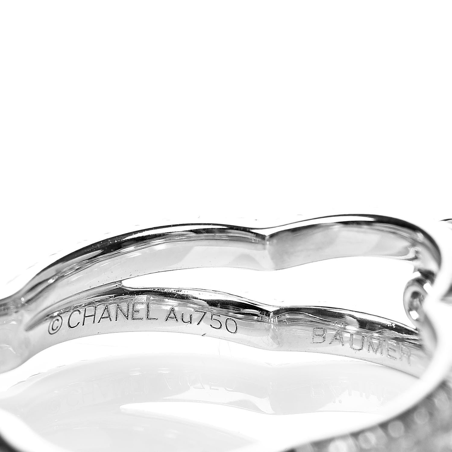 Chanel 18K White Gold Diamond .30ct Camellia Engagement Ring 55 7.25 5 of 5
