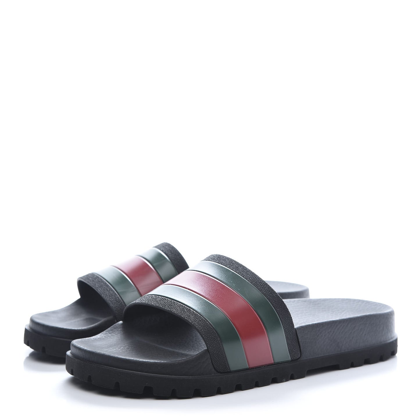 Rubber Web Mens Lug Sole Slide Sandals 8 Black Green Red