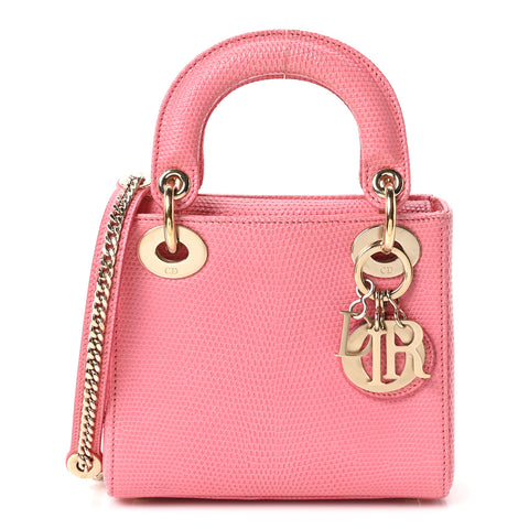 Lizard Mini Lady Dior Pink