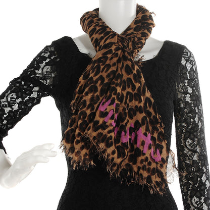 Louis Vuitton Cashmere Silk Leopard Stole Brown 2 of 4